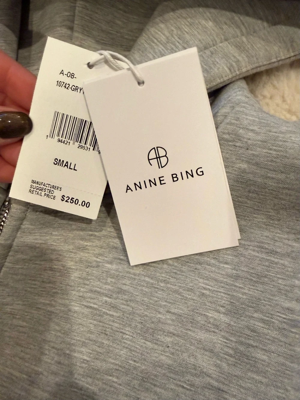 Anine Bing Grey Bond Zip Hoodie - Picture 13 of 15